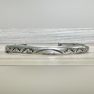 Vintage Navajo Hand Stamped Sterling Silver Cuff Bracelet, 5.5-6.5", 7g